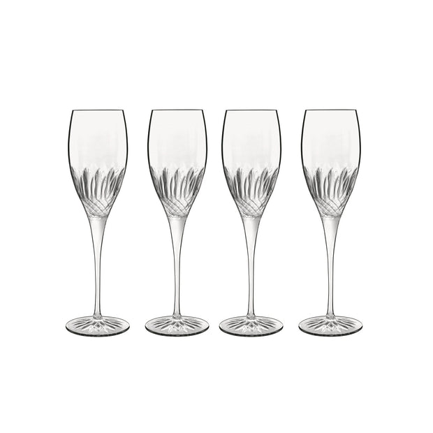 Luigi Bormioli: Diamante Champagne/Prosecco Flute Glasses 220ML - 4 Pack