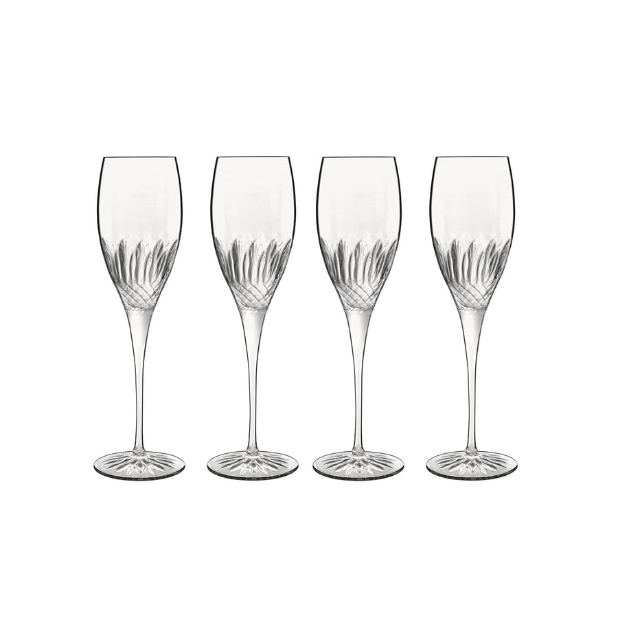 Luigi Bormioli: Diamante Champagne/Prosecco Flute Glasses 220ML - 4 Pack