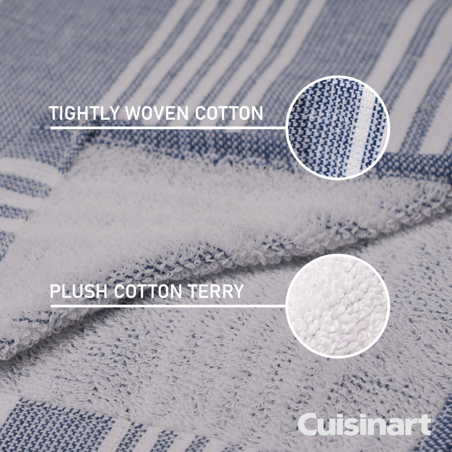 Cuisinart Fouta Tea Towels, 2 Piece Set, Blue Stripes