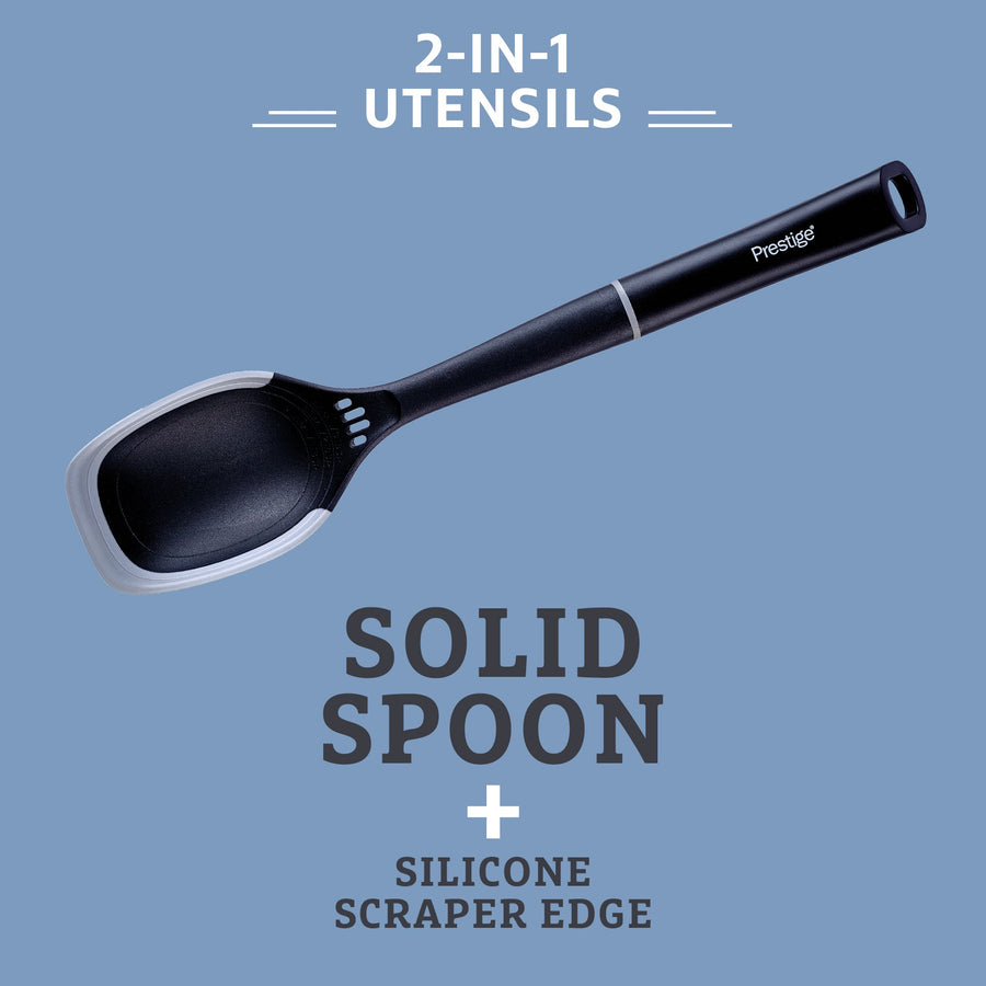 Prestige 2-in-1 Kitchen Utensil - Solid Spoon with Silicone Edge
