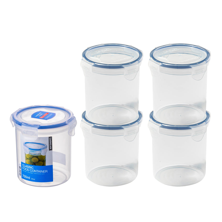 LocknLock Round Food Containers with Lids, 5 x 700ml