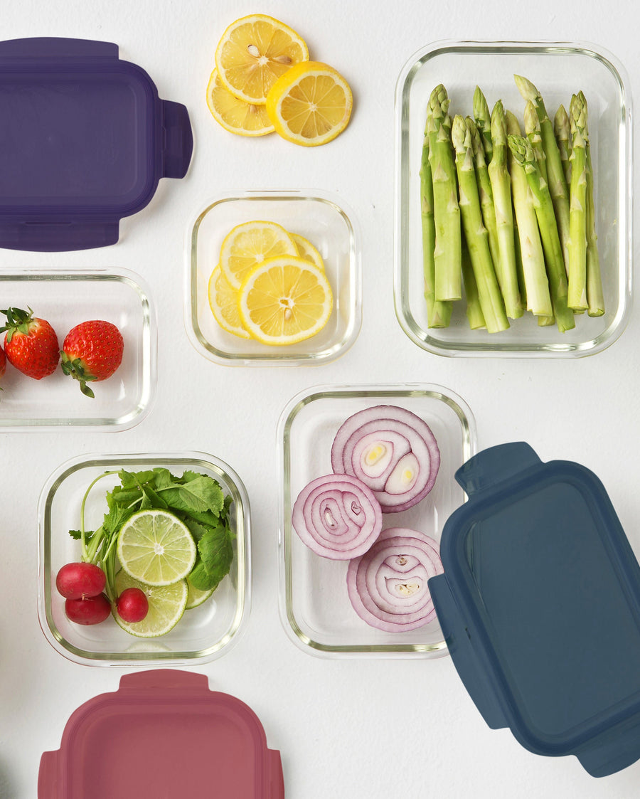 LocknLock Ovenglass Round Food Containers with Lids, 5 x 950ml