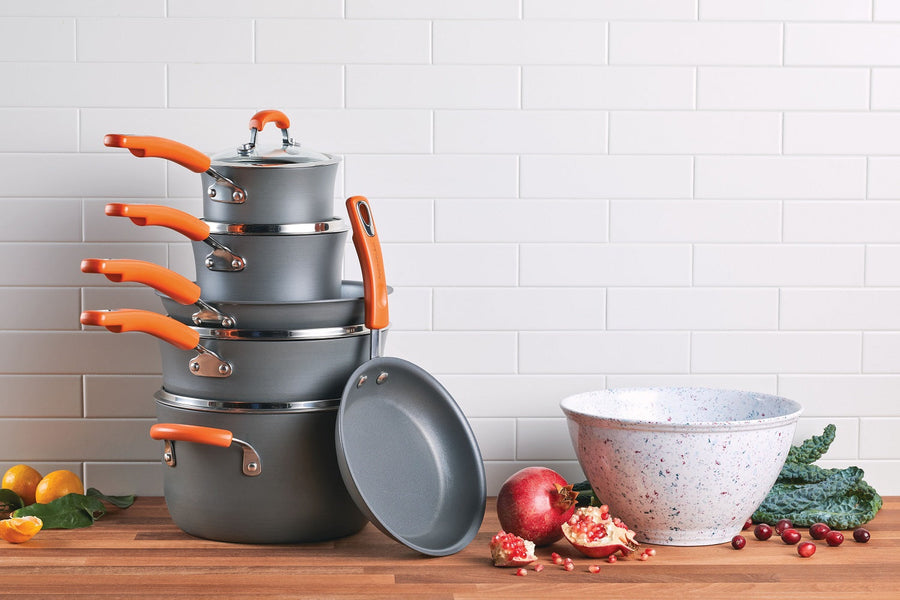 Rachael Ray Classic Brights Hard Anodised Cookware Set, 8pce