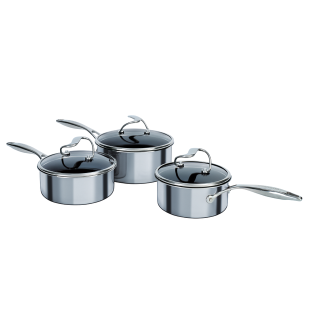 Circulon: Stainless Steel Hybrid Non-Stick Saucepan & Lid Set - 3 Pieces