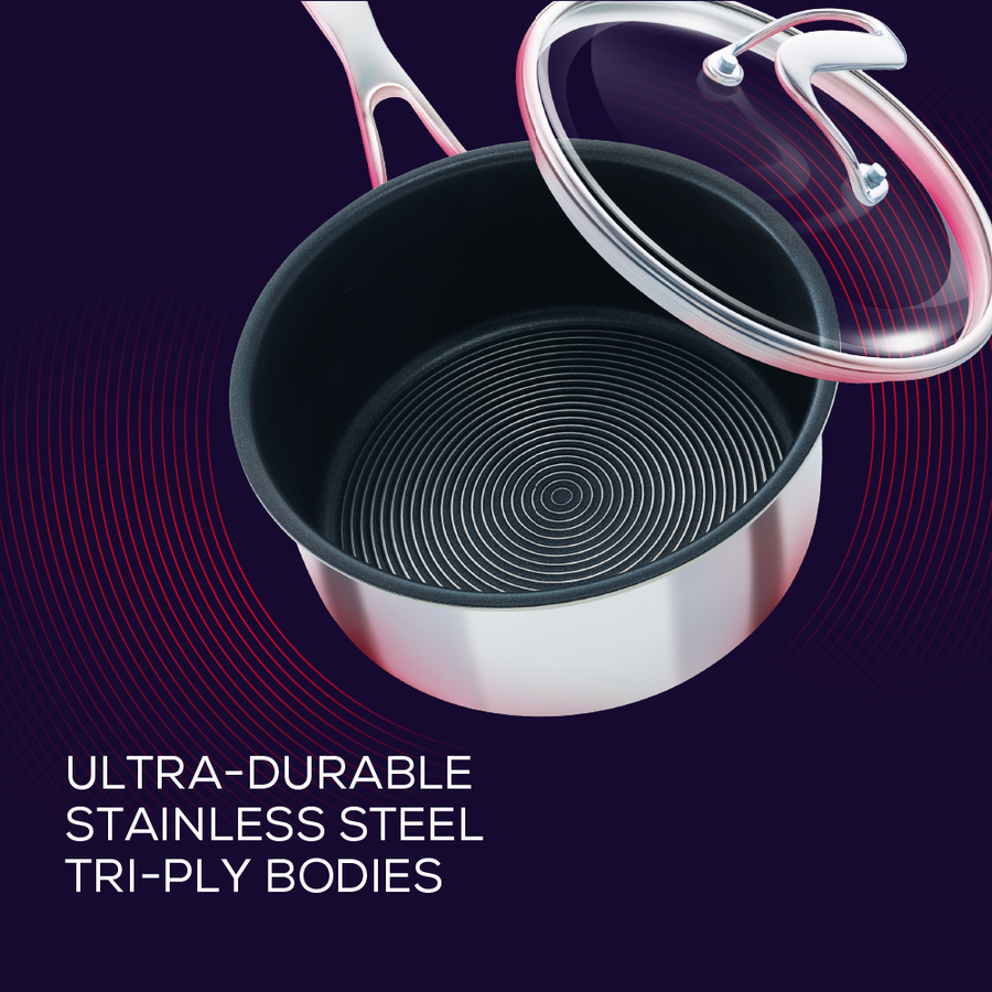 Circulon: Stainless Steel Hybrid Non-Stick Saucepan & Lid Set - 3 Pieces