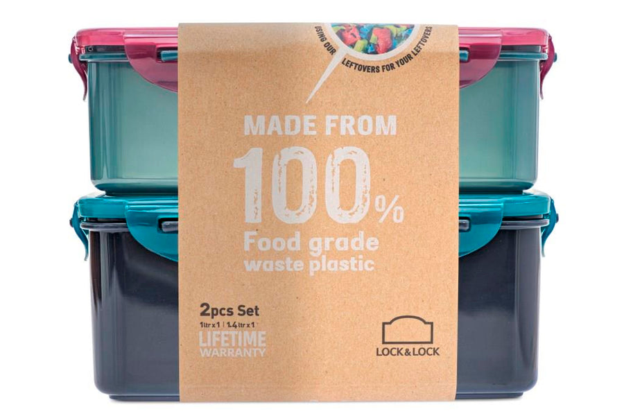 LocknLock Eco Food Container Set Rectangular Lunch Storage Boxes - Pack of 2