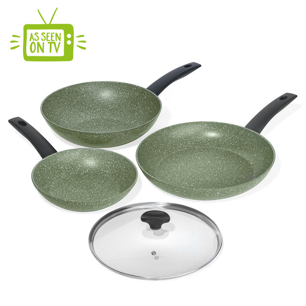 Prestige: Eco Non-Stick Induction Frying Pans, Wok & Lid Set - 3 Piece Set