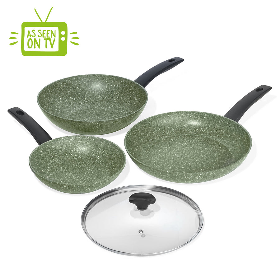 Prestige: Eco Non-Stick Induction Frying Pans, Wok & Lid Set - 3 Piece Set