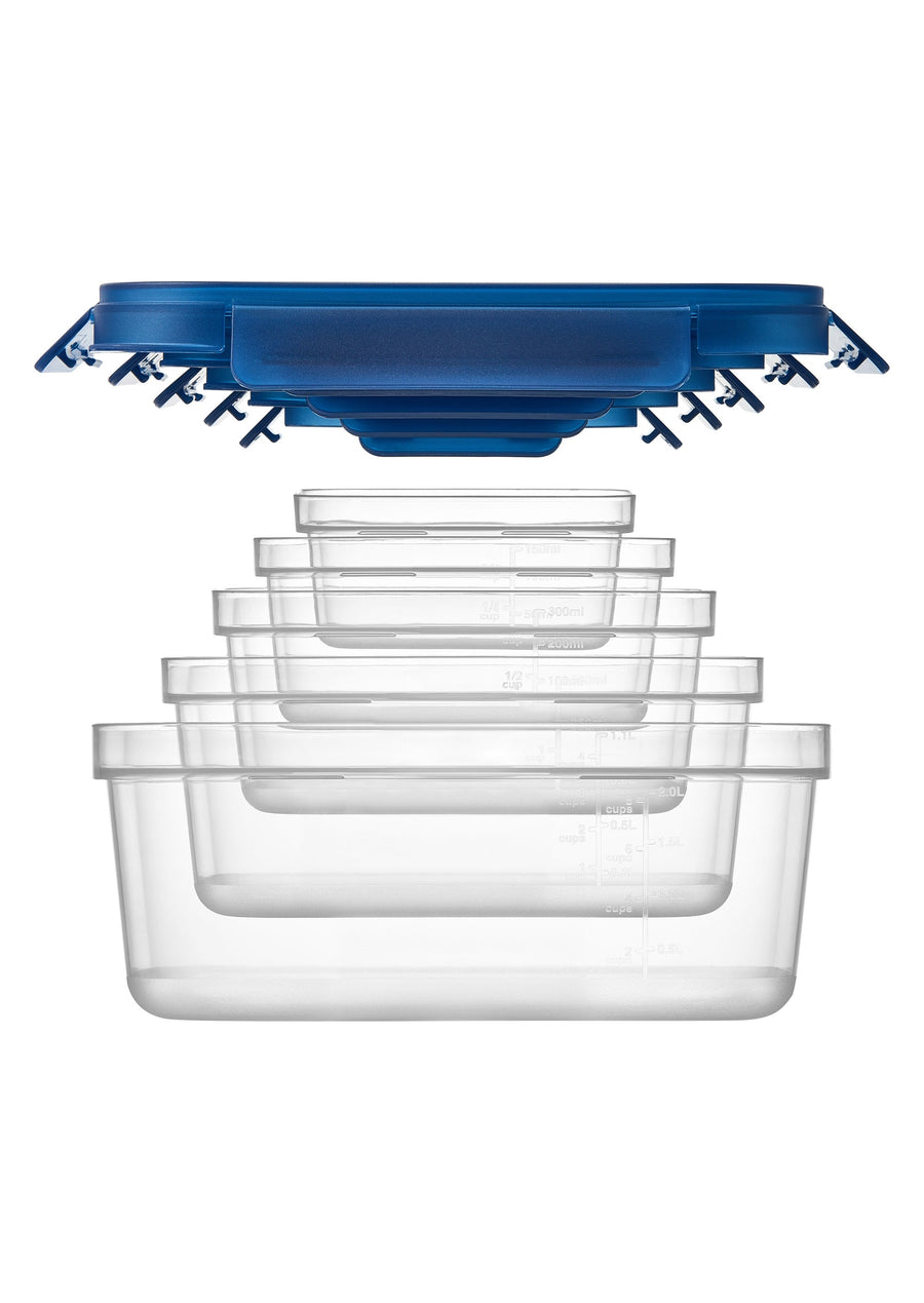 LocknLock NestnLock Container Set, 5pce - Blue
