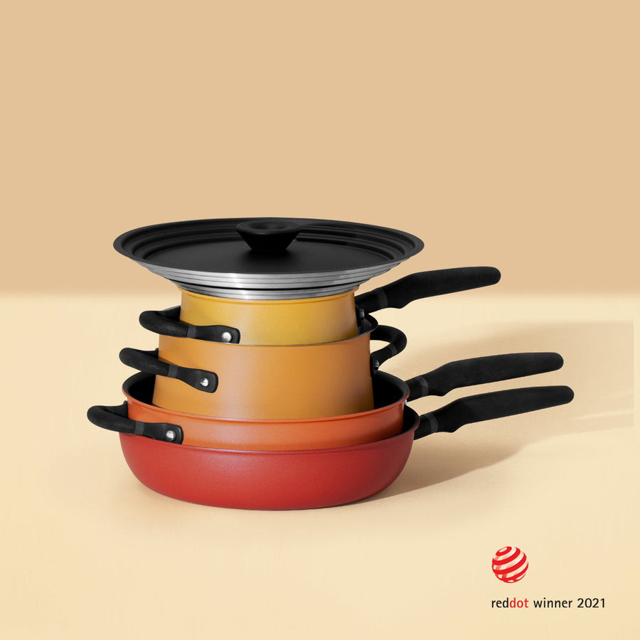 Meyer: Accent Spark Non-Stick Induction Frying Pan, Saucepan & Lid Set - 6 Pieces