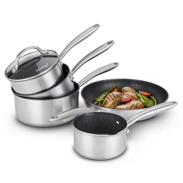 Prestige Scratch Guard: Complete Non-Stick Stainless Steel Pan Set - 5 Piece