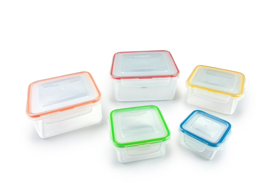 LocknLock Nestable Food Containers Set Rainbow Design Storage Boxes - Pack of 5